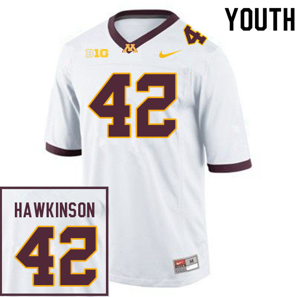 Youth #42 Jack Hawkinson Minnesota Golden Gophers College Football Jerseys Sale-White - Click Image to Close